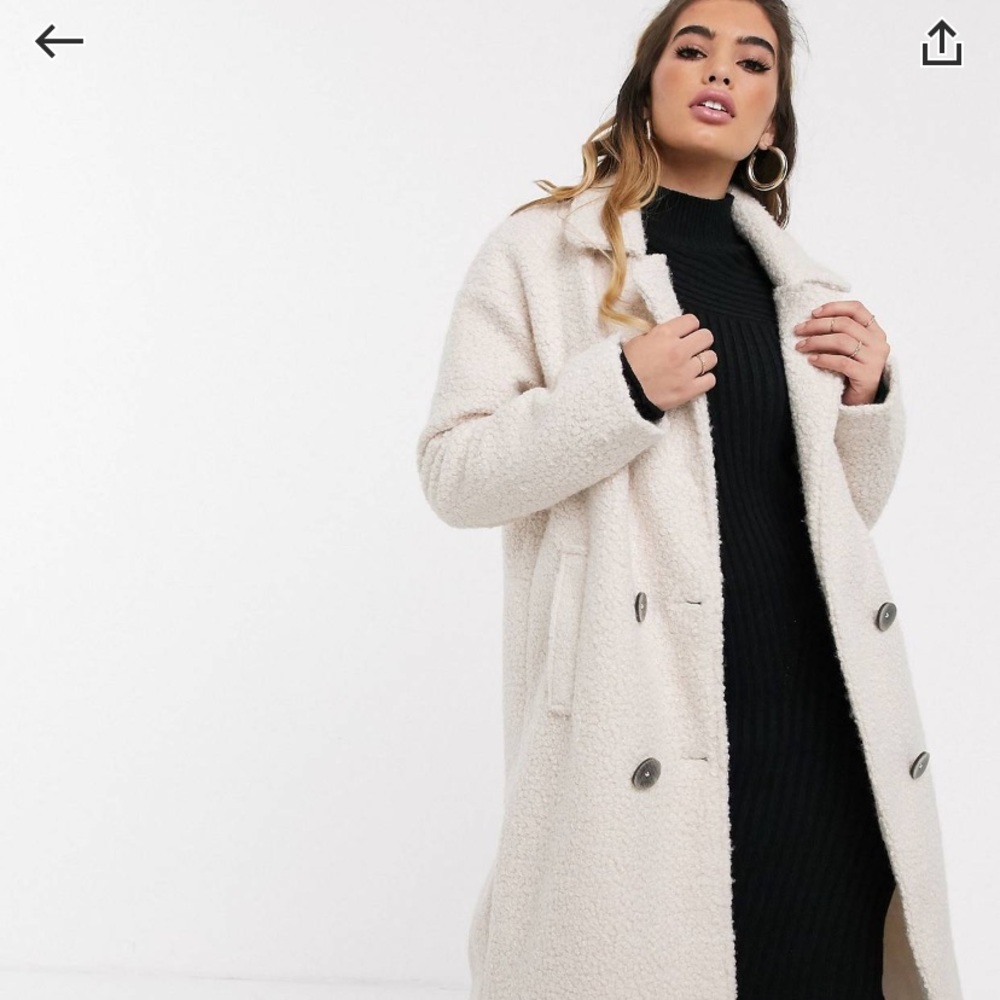 Misguided double breated duster coat in white